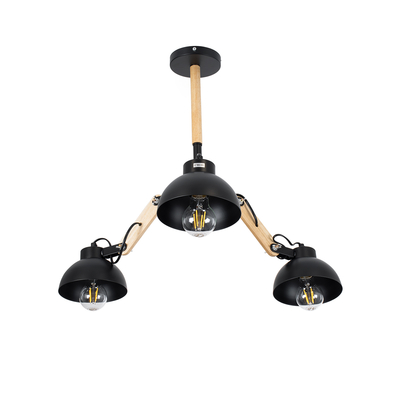 GLOBOSTAR® OLD SCHOOL 01093 Μοντέρνο Φωτιστικό Οροφής με Ντουί 3 x E27 AC 220-240V IP20 - Μαύρο & Μπεζ - Μ75 x Π75 x Υ35cm