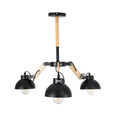 GLOBOSTAR® OLD SCHOOL 01093 Μοντέρνο Φωτιστικό Οροφής με Ντουί 3 x E27 AC 220-240V IP20 - Μαύρο & Μπεζ - Μ75 x Π75 x Υ35cm