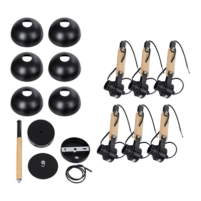 GLOBOSTAR® OLD SCHOOL 01094 Μοντέρνο Φωτιστικό Οροφής με Ντουί 6 x E27 AC 220-240V IP20 - Μαύρο & Μπεζ - Μ75 x Π75 x Υ40cm