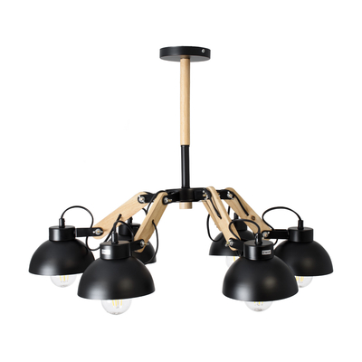 GLOBOSTAR® OLD SCHOOL 01094 Μοντέρνο Φωτιστικό Οροφής με Ντουί 6 x E27 AC 220-240V IP20 - Μαύρο & Μπεζ - Μ75 x Π75 x Υ40cm