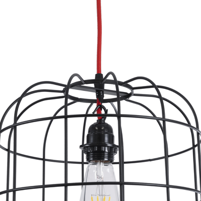 GLOBOSTAR® PARROT 01099 Μοντέρνο Κρεμαστό Φωτιστικό Οροφής με Ντουί 1 x E27 AC 220-240V IP20 - Μαύρο - Μ28 x Π28 x Υ30cm