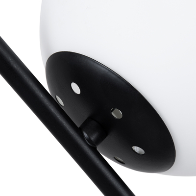 GloboStar® ELFIS 01100 Μοντέρνο Επιτραπέζιο Φωτιστικό Πορτατίφ Μονόφωτο 1 x E27 IP20 Μαύρο Μέταλλο με Λευκό Γυαλί - Μ22 x Π27 x Υ41cm