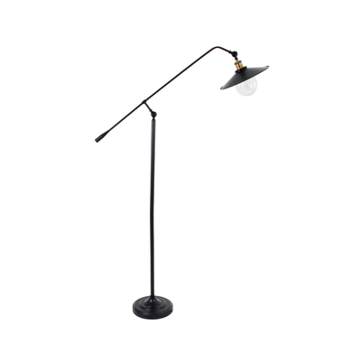 GloboStar® WYNGE 01101 Vintage Επιδαπέδιο Φωτιστικό Μονόφωτο 1 x E27 IP20 Μαύρο & Χρυσό Μέταλλο - Μ95 x Π27 x Υ174cm