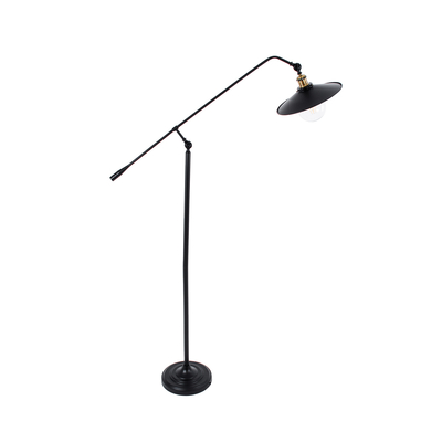 GloboStar® WYNGE 01101 Vintage Επιδαπέδιο Φωτιστικό Μονόφωτο 1 x E27 IP20 Μαύρο & Χρυσό Μέταλλο - Μ95 x Π27 x Υ174cm