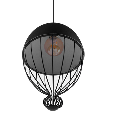 GLOBOSTAR® CANARIO 01107 Vintage Κρεμαστό Φωτιστικό Οροφής με Ντουί 1 x E27 AC 220-240V IP20 - Μαύρο - Μ28 x Π28 x Υ47cm