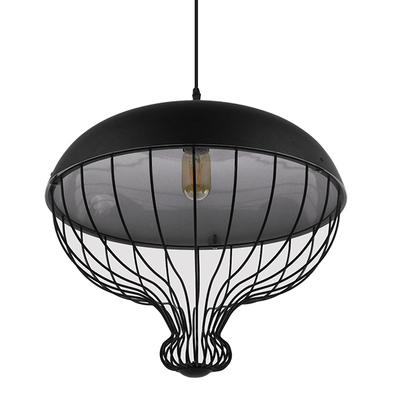 GLOBOSTAR® SOBRINO 01108 Vintage Κρεμαστό Φωτιστικό Οροφής με Ντουί 1 x E27 AC 220-240V IP20 - Μαύρο - Μ46 x Π46 x Υ50cm