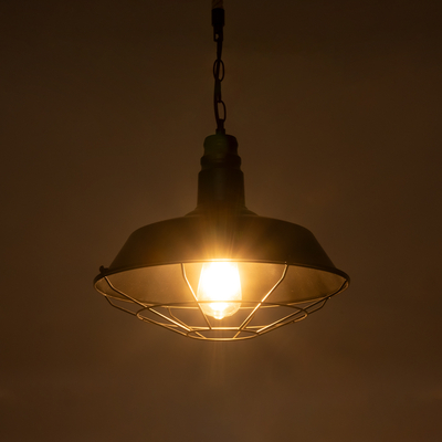 GLOBOSTAR® CRANE 01109 Vintage Κρεμαστό Φωτιστικό Οροφής με Ντουί 1 x E27 AC 220-240V IP20 - Μαύρο & Μπεζ - Μ36 x Π36 x Υ30cm