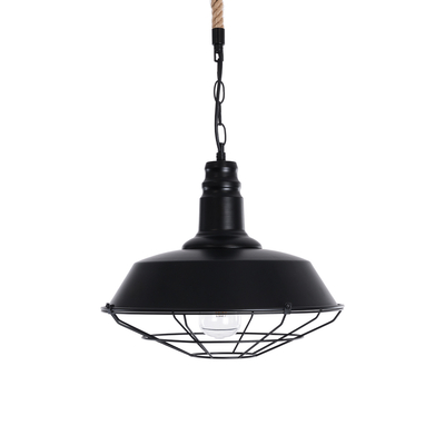 GLOBOSTAR® CRANE 01109 Vintage Κρεμαστό Φωτιστικό Οροφής με Ντουί 1 x E27 AC 220-240V IP20 - Μαύρο & Μπεζ - Μ36 x Π36 x Υ30cm