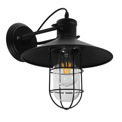 GLOBOSTAR® CELL 01118 Vintage Φωτιστικό Τοίχου - Απλίκα με Ντουί 1 x E27 AC 220-240V IP20 - Μαύρο - Μ33 x Π27 x Υ33cm