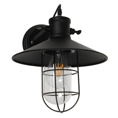 GLOBOSTAR® CELL 01118 Vintage Φωτιστικό Τοίχου - Απλίκα με Ντουί 1 x E27 AC 220-240V IP20 - Μαύρο - Μ33 x Π27 x Υ33cm