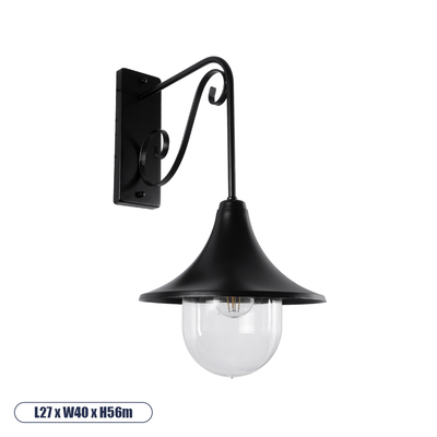 GLOBOSTAR® ANNIEL 01123 Vintage Φωτιστικό Τοίχου - Απλίκα με Ντουί 1 x E27 AC 220-240V IP20 - Μαύρο - Μ27 x Π40 x Υ56cm