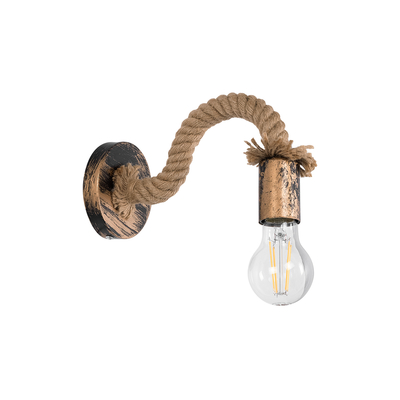 GLOBOSTAR® DAKER 01126 Vintage Φωτιστικό Τοίχου - Απλίκα με Ντουί 1 x E27 AC 220-240V IP20 - Χάλκινο Εφέ Σκουριάς & Μπεζ - Μ10 x Π22 x Υ15cm