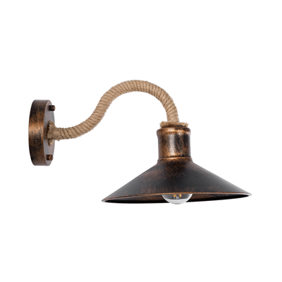 GLOBOSTAR® BRASTA 01131 Vintage Φωτιστικό Τοίχου - Απλίκα με Ντουί 1 x E27 AC 220-240V IP20 - Χάλκινο & Μπεζ - Μ26 x Π42.5 x Υ24cm