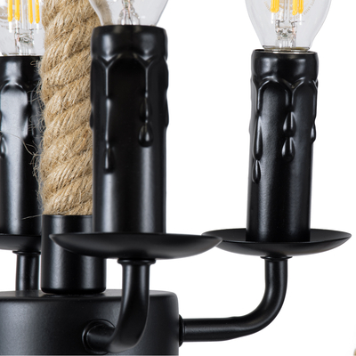 GLOBOSTAR® VITRUVIAN 01141 Boho Κρεμαστό Φωτιστικό Οροφής με Ντουί 4 x E14 AC 220-240V IP20 - Μαύρο & Μπεζ - Μ53 x Π53 x Υ53cm