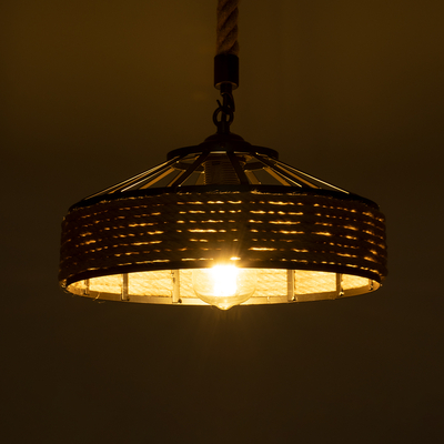 GLOBOSTAR® SAHARA 01146 Boho Κρεμαστό Φωτιστικό Οροφής με Ντουί 1 x E27 AC 220-240V IP20 - Μπεζ & Μαύρο - Μ31 x Π31 x Υ14cm