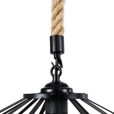 GLOBOSTAR® SAHARA 01146 Boho Κρεμαστό Φωτιστικό Οροφής με Ντουί 1 x E27 AC 220-240V IP20 - Μπεζ & Μαύρο - Μ31 x Π31 x Υ14cm