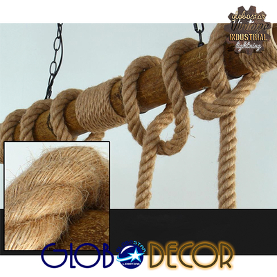 GLOBOSTAR® LILO 01149 Vintage Κρεμαστό Φωτιστικό Οροφής με Ντουί 3 x E27 AC 220-240V IP20 - Καφέ & Μπεζ - Μ80 x Π15 x Υ100cm