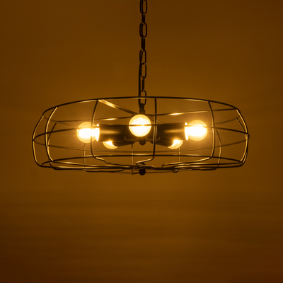 GLOBOSTAR® HELIX 01164 Vintage Κρεμαστό Φωτιστικό Οροφής με Ντουί 5 x E27 AC 220-240V IP20 - Μαύρο - Μ46 x Π46 x Υ13cm