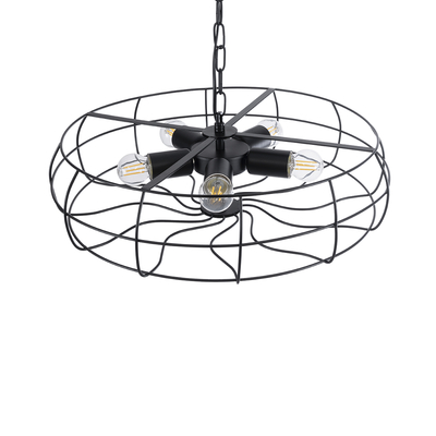 GLOBOSTAR® HELIX 01164 Vintage Κρεμαστό Φωτιστικό Οροφής με Ντουί 5 x E27 AC 220-240V IP20 - Μαύρο - Μ46 x Π46 x Υ13cm