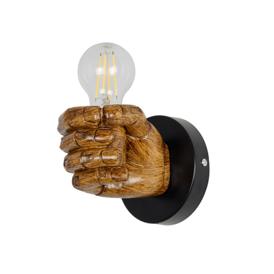 GLOBOSTAR® FIST 01138 Μοντέρνο Φωτιστικό Τοίχου - Απλίκα με Ντουί 1 x E27 AC 220-240V IP20 - Καφέ - Μ15 x Π12 x Υ12cm