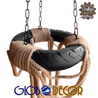 GLOBOSTAR® RUNNER 01115 Vintage Κρεμαστό Φωτιστικό Οροφής με Ντουί 6 x E27 AC 220-240V IP20 - Μαύρο & Μπεζ - Μ45 x Π45 x Υ60cm