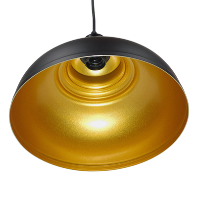 GLOBOSTAR® ANDY 01000 Μοντέρνο Κρεμαστό Φωτιστικό Οροφής με Ντουί 1 x E27 AC 220-240V IP20 - Μαύρο & Χρυσό - Μ35 x Π35 x Υ28cm