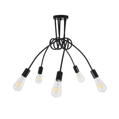 GLOBOSTAR® PAULELI 01127 Μοντέρνο Φωτιστικό Οροφής με Ντουί 5 x E27 AC 220-240V IP20 - Μαύρο - Μ76 x Π76 x Υ45cm