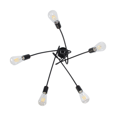 GLOBOSTAR® PAULELI 01127 Μοντέρνο Φωτιστικό Οροφής με Ντουί 5 x E27 AC 220-240V IP20 - Μαύρο - Μ76 x Π76 x Υ45cm