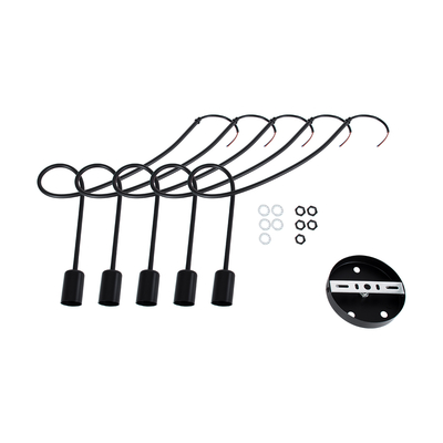 GLOBOSTAR® PAULELI 01127 Μοντέρνο Φωτιστικό Οροφής με Ντουί 5 x E27 AC 220-240V IP20 - Μαύρο - Μ76 x Π76 x Υ45cm