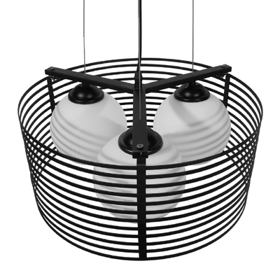 GLOBOSTAR® KEVIA 01150 Μοντέρνο Κρεμαστό Φωτιστικό Οροφής με Ντουί 3 x E27 AC 220-240V IP20 - Μαύρο & Λευκό - Μ40 x Π40 x Υ17.5cm