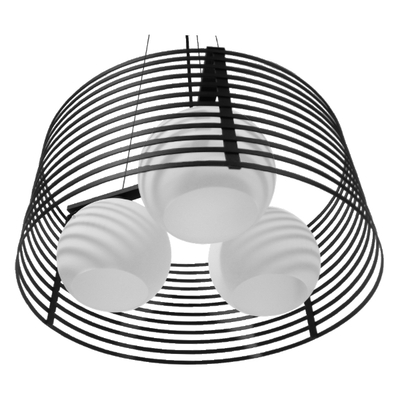 GLOBOSTAR® KEVIA 01150 Μοντέρνο Κρεμαστό Φωτιστικό Οροφής με Ντουί 3 x E27 AC 220-240V IP20 - Μαύρο & Λευκό - Μ40 x Π40 x Υ17.5cm