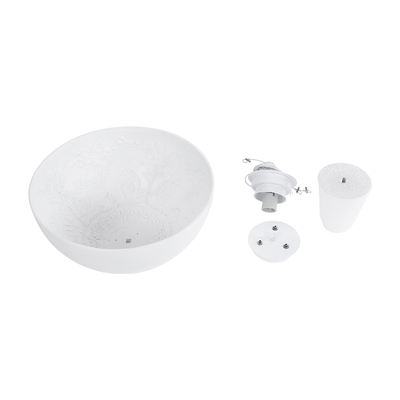 GLOBOSTAR® SERENIA 01152 Μοντέρνο Κρεμαστό Φωτιστικό Οροφής με Ντουί 1 x E27 AC 220-240V IP20 - Λευκό - Μ40 x Π40 x Υ20cm