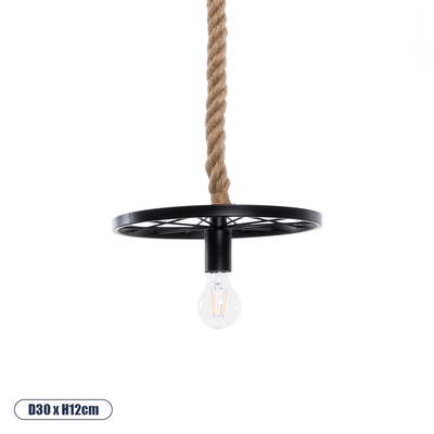 GLOBOSTAR® VELO 01185 Vintage Κρεμαστό Φωτιστικό Οροφής με Ντουί 1 x E27 AC 220-240V IP20 - Μαύρο & Μπεζ - Μ30 x Π30 x Υ12cm