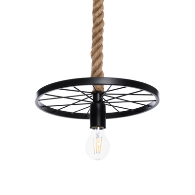 GLOBOSTAR® VELO 01185 Vintage Κρεμαστό Φωτιστικό Οροφής με Ντουί 1 x E27 AC 220-240V IP20 - Μαύρο & Μπεζ - Μ30 x Π30 x Υ12cm