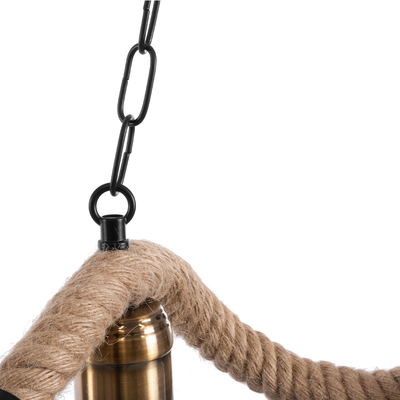 GLOBOSTAR® TYMEN 01189 Boho Κρεμαστό Φωτιστικό Οροφής με Ντουί 3 x E27 AC 220-240V IP20 - Μαύρο & Μπεζ - Μ85 x Π18.5 x Υ20cm