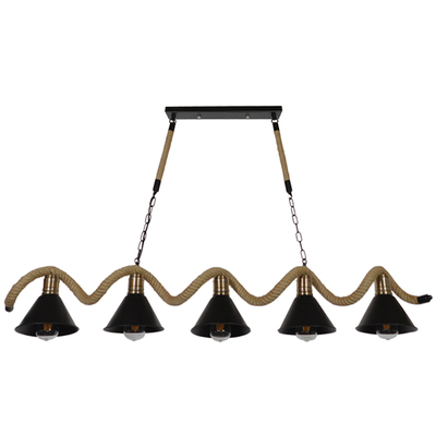 GLOBOSTAR® TYMEN 01190 Vintage Κρεμαστό Φωτιστικό Οροφής με Ντουί 5 x E27 AC 220-240V IP20 - Μαύρο & Μπεζ - Μ150 x Π22 x Υ23cm