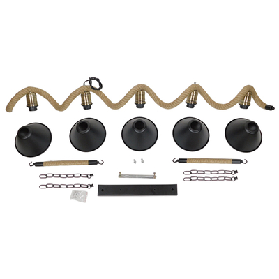 GLOBOSTAR® TYMEN 01190 Vintage Κρεμαστό Φωτιστικό Οροφής με Ντουί 5 x E27 AC 220-240V IP20 - Μαύρο & Μπεζ - Μ150 x Π22 x Υ23cm