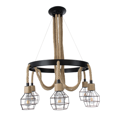 GLOBOSTAR® HELLET 01193 Vintage Κρεμαστό Φωτιστικό Οροφής με Ντουί 6 x E27 AC 220-240V IP20 - Μαύρο & Πράσινο - Μ72 x Π72 x Υ80cm