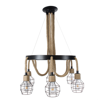 GLOBOSTAR® HELLET 01193 Vintage Κρεμαστό Φωτιστικό Οροφής με Ντουί 6 x E27 AC 220-240V IP20 - Μαύρο & Πράσινο - Μ72 x Π72 x Υ80cm