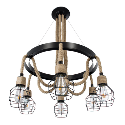 GLOBOSTAR® HELLET 01193 Vintage Κρεμαστό Φωτιστικό Οροφής με Ντουί 6 x E27 AC 220-240V IP20 - Μαύρο & Πράσινο - Μ72 x Π72 x Υ80cm