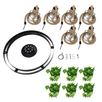 GLOBOSTAR® HELLET 01193 Vintage Κρεμαστό Φωτιστικό Οροφής με Ντουί 6 x E27 AC 220-240V IP20 - Μαύρο & Πράσινο - Μ72 x Π72 x Υ80cm