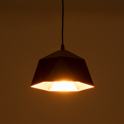 GLOBOSTAR® HEXAGON 01194 Μοντέρνο Κρεμαστό Φωτιστικό Οροφής με Ντουί 1 x E27 AC 220-240V IP20 - Μαύρο & Χρυσό - Μ25 x Π25 x Υ15cm