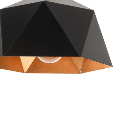 GLOBOSTAR® HEXAGON 01194 Μοντέρνο Κρεμαστό Φωτιστικό Οροφής με Ντουί 1 x E27 AC 220-240V IP20 - Μαύρο & Χρυσό - Μ25 x Π25 x Υ15cm