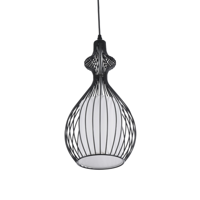 GLOBOSTAR® REA 01197 Μοντέρνο Κρεμαστό Φωτιστικό Οροφής με Ντουί 1 x E27 AC 220-240V IP20 - Μαύρο & Λευκό - Μ21 x Π21 x Υ40cm