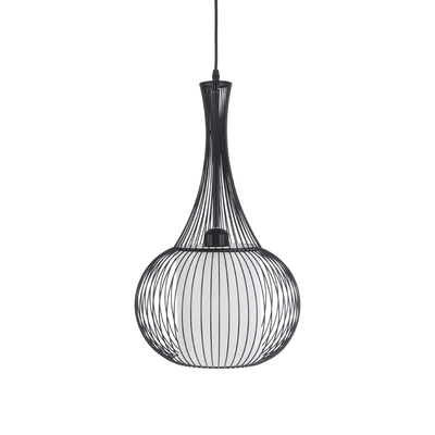 GLOBOSTAR® LILY 01198 Μοντέρνο Κρεμαστό Φωτιστικό Οροφής με Ντουί 1 x E27 AC 220-240V IP20 - Μαύρο & Λευκό - Μ30 x Π30 x Υ50cm