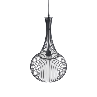 GLOBOSTAR® LILY 01198 Μοντέρνο Κρεμαστό Φωτιστικό Οροφής με Ντουί 1 x E27 AC 220-240V IP20 - Μαύρο & Λευκό - Μ30 x Π30 x Υ50cm