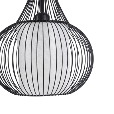 GLOBOSTAR® LILY 01198 Μοντέρνο Κρεμαστό Φωτιστικό Οροφής με Ντουί 1 x E27 AC 220-240V IP20 - Μαύρο & Λευκό - Μ30 x Π30 x Υ50cm