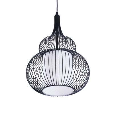 GLOBOSTAR® LILY 01199 Μοντέρνο Κρεμαστό Φωτιστικό Οροφής με Ντουί 1 x E27 AC 220-240V IP20 - Μαύρο & Λευκό - Μ31 x Π31 x Υ42cm