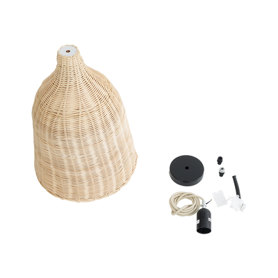 GLOBOSTAR® BAHAMAS 01202 Boho Κρεμαστό Φωτιστικό Οροφής με Ντουί 1 x E27 AC 220-240V IP20 - Μπεζ - Μ30 x Π30 x Υ40cm