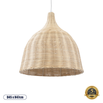 GLOBOSTAR® BAHAMAS 01203 Boho Κρεμαστό Φωτιστικό Οροφής με Ντουί 1 x E27 AC 220-240V IP20 - Μπεζ - Μ45 x Π45 x Υ47cm